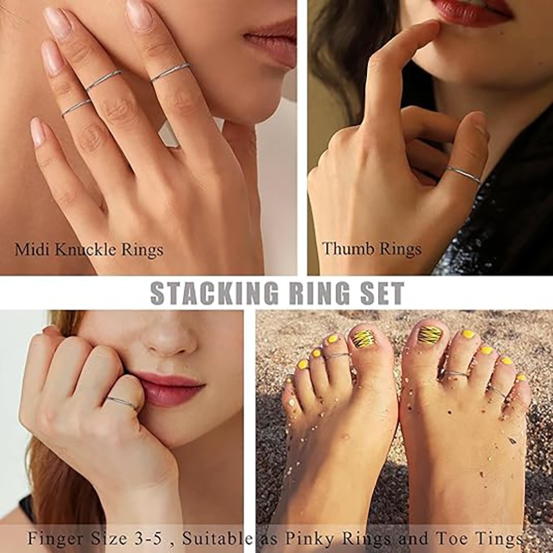 Solid Stainless Steel Plain Thin Ring 2mm Silver Polished Band Sizes 6 to 10 USA
