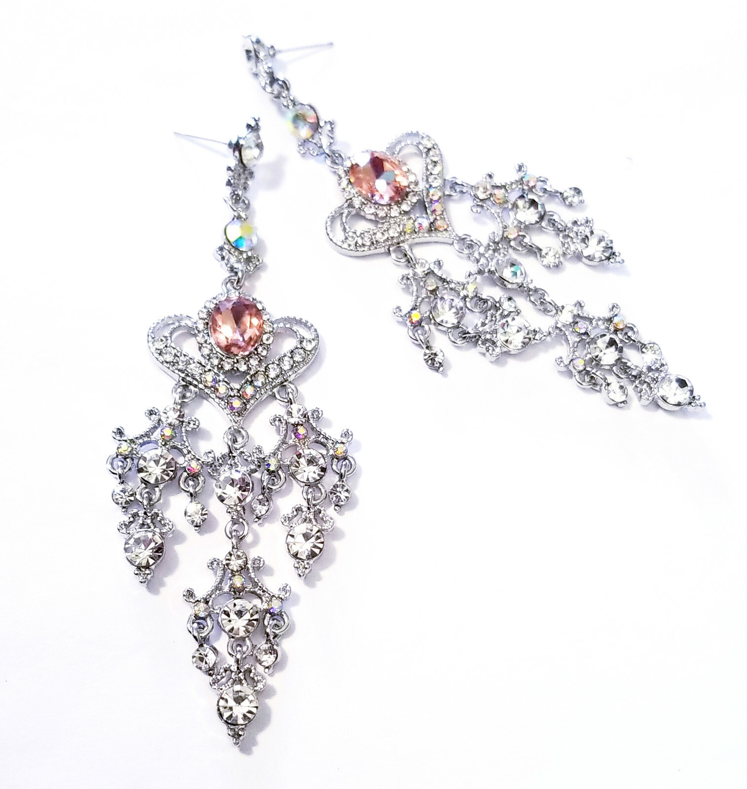Chandelier Drop Earrings, 4 Inch Bridesmaid Earrings, Prom Pageant Jewelry