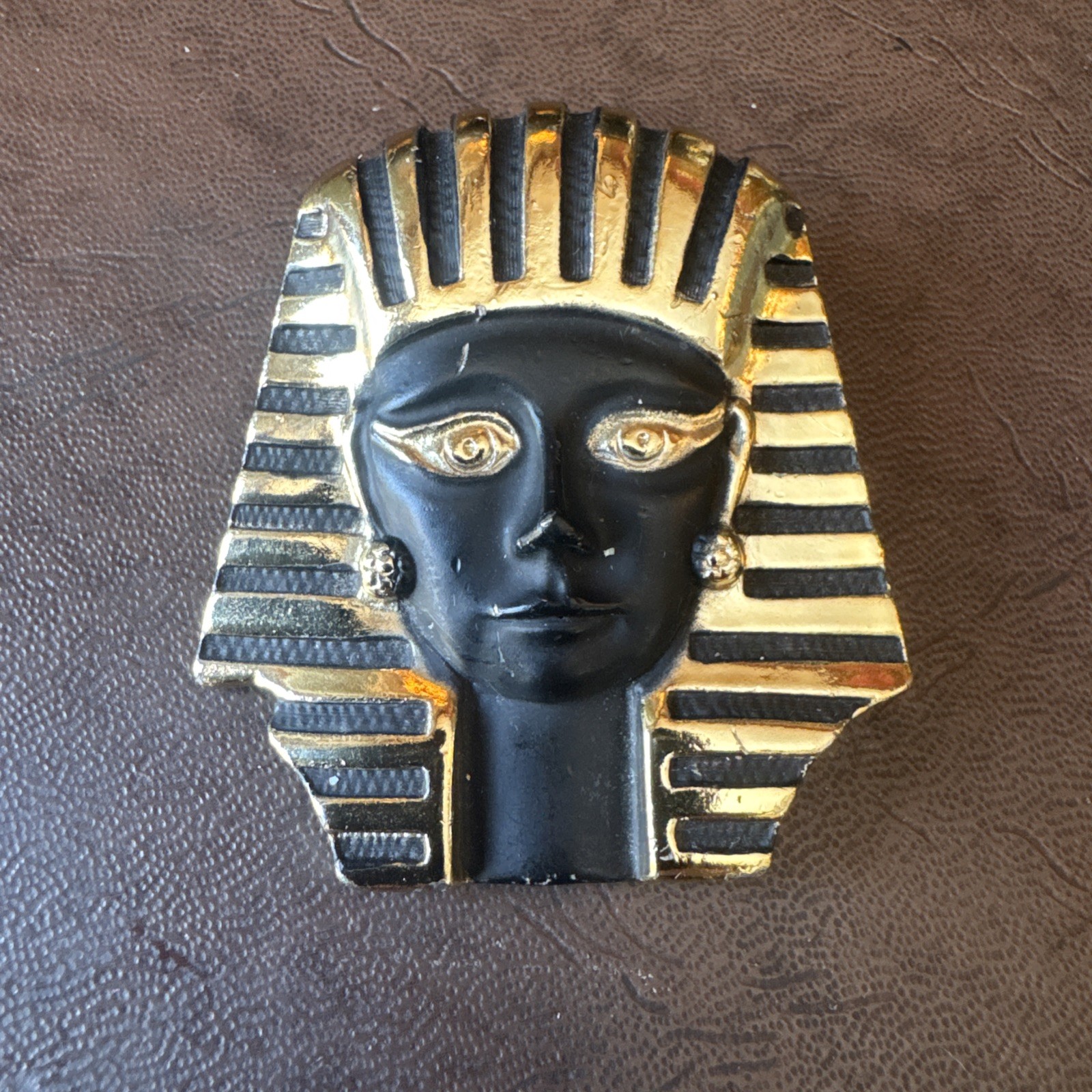 Gold And Black Egyptian Pharaoh Brooch Pin