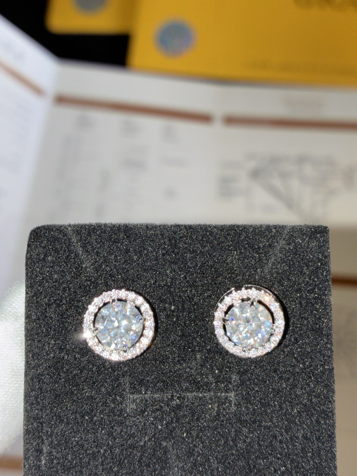 Lab-Created Round Moissanite Halo Stud Earrings Silver Butterfly GRA VVS1