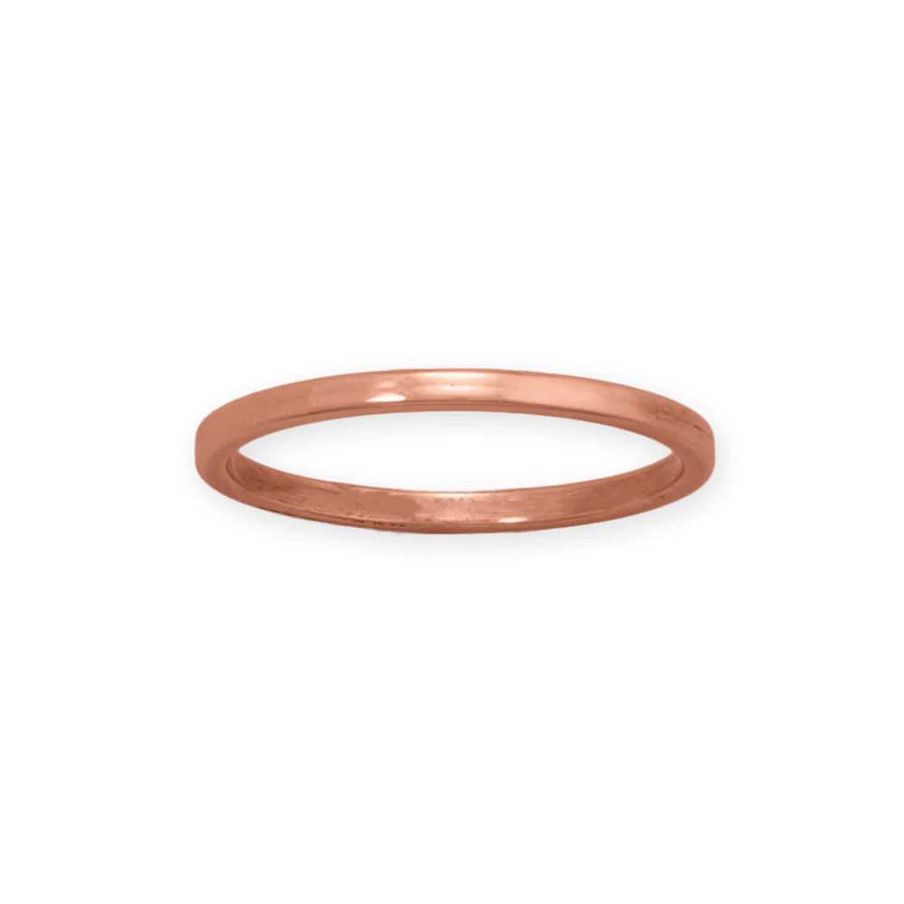 Women’s 1.5mm Flat Edge Solid Copper Ring – Holiday Gift, Birthday | Layering, S