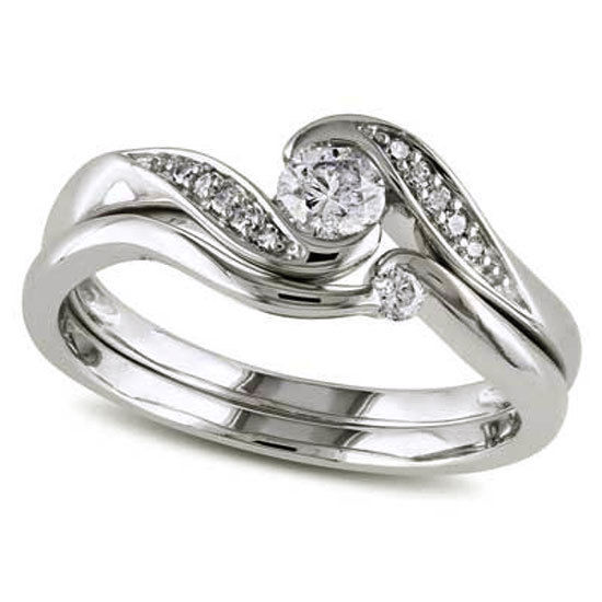 0.4 Ct Bypass Swirl Solitaire Bridal Band Ring Simulated Diamond 925 Silver