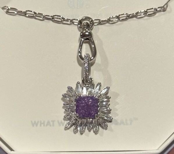 Bomb Party BP, NK53693-Never Not Beaming Necklace-Amethyst on Rhodium-NEW