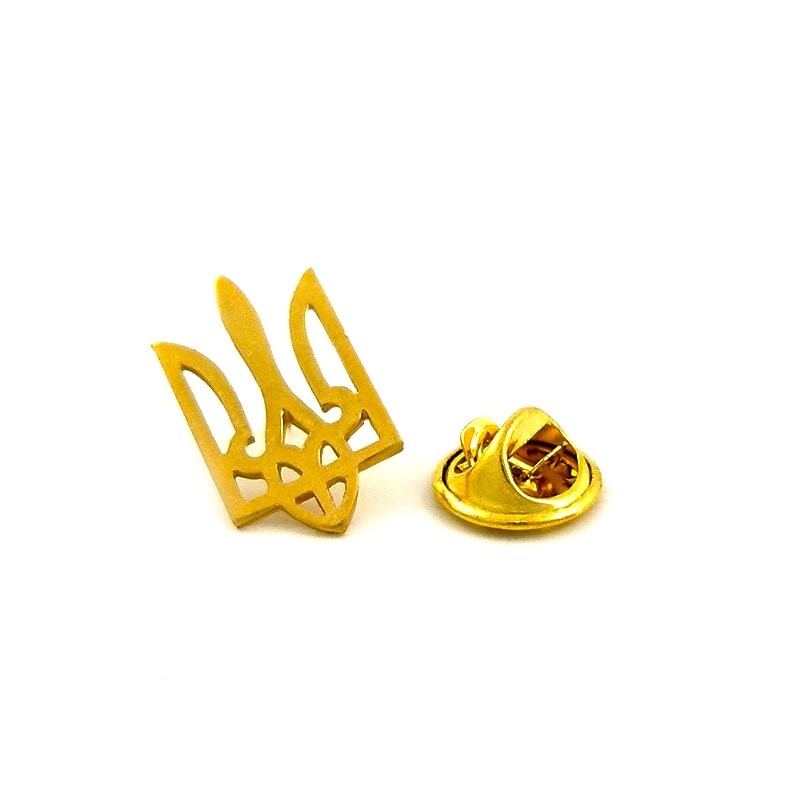 Ukrainian Pin – Brooch Patriotic Ukraine Metal – Trident Gold Silver Color