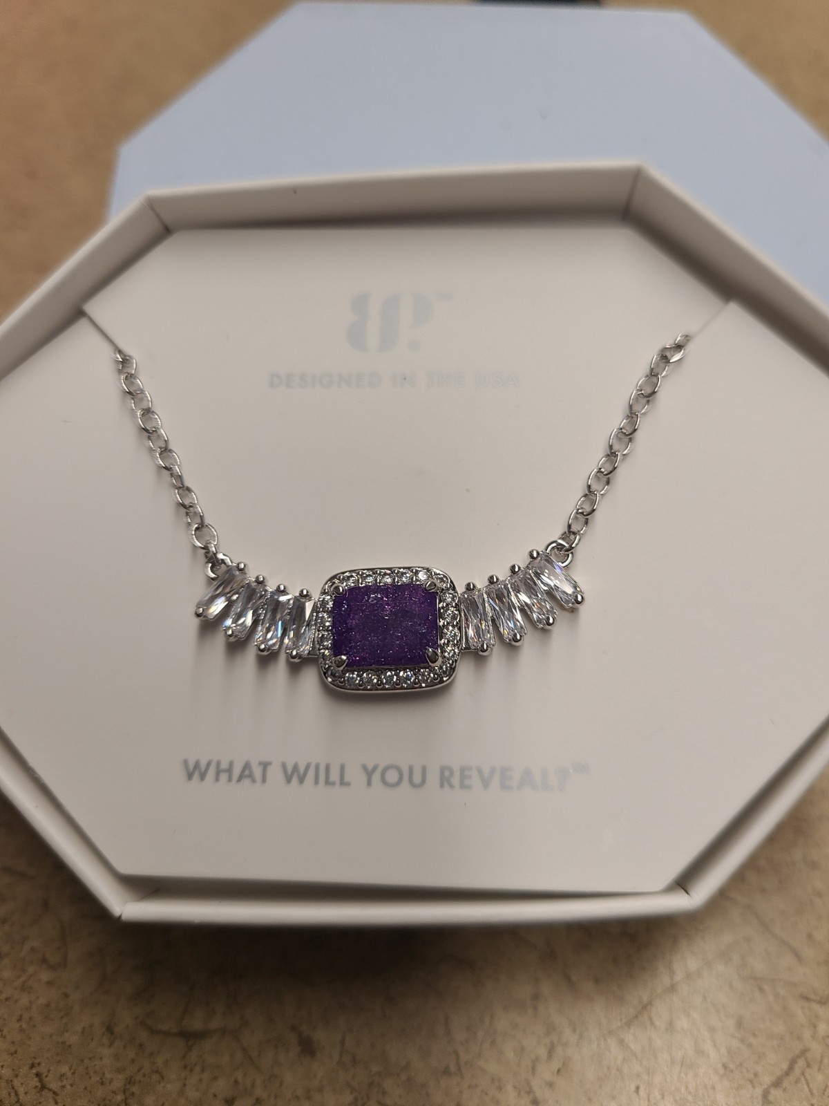 Bomb Party Necklace NK56687 Pale Dreams On The Horizon Amethyst Ice Crystal Rhod