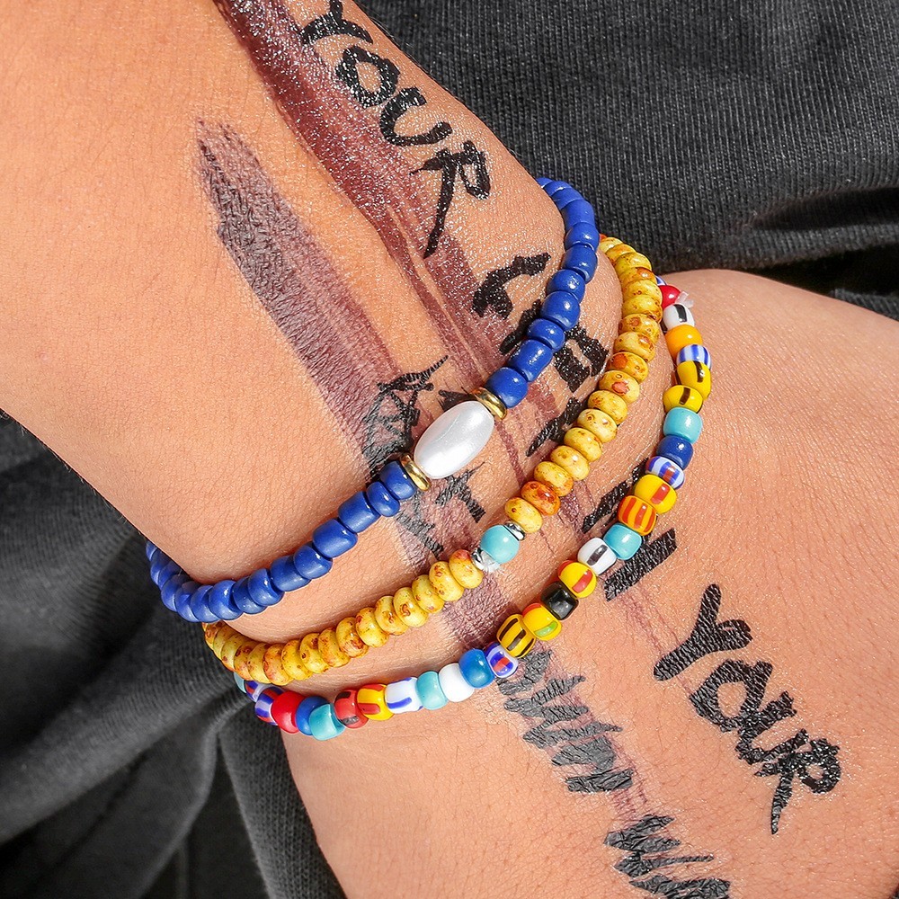 Colorful Beaded Bracelet Set Boho Style Handmade Stretch Jewelry for Men Women