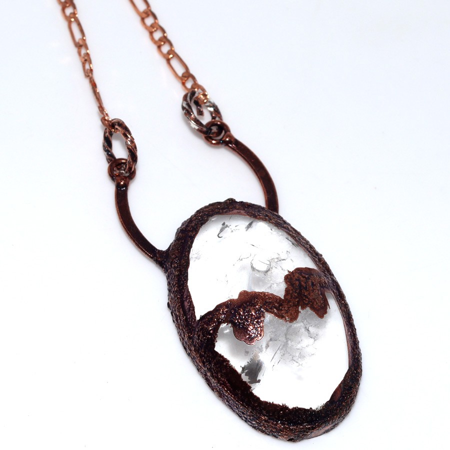 Copper Plated Crystal Quartz Jewellery Necklace Size 19″ JW