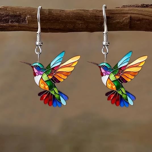 Acrylic Hummingbird Earrings 2D Bird Shape Earrings For Women Girls Ear Charms