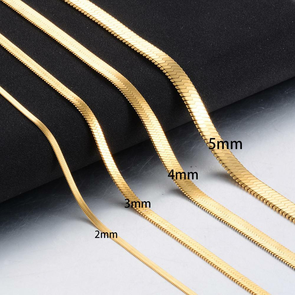 Real 18K Yellow Gold Filled Hypoallergenic 16 inch 4mm Flat Snake Chain Necklace