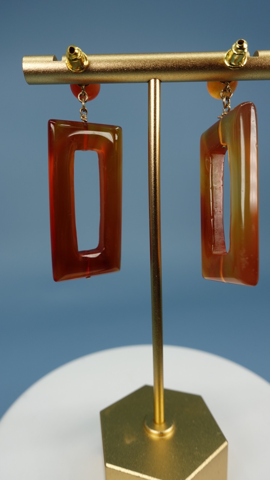 Statement Carnelian Drop Earrings 14k posts approx. 1.5″ Cute!!