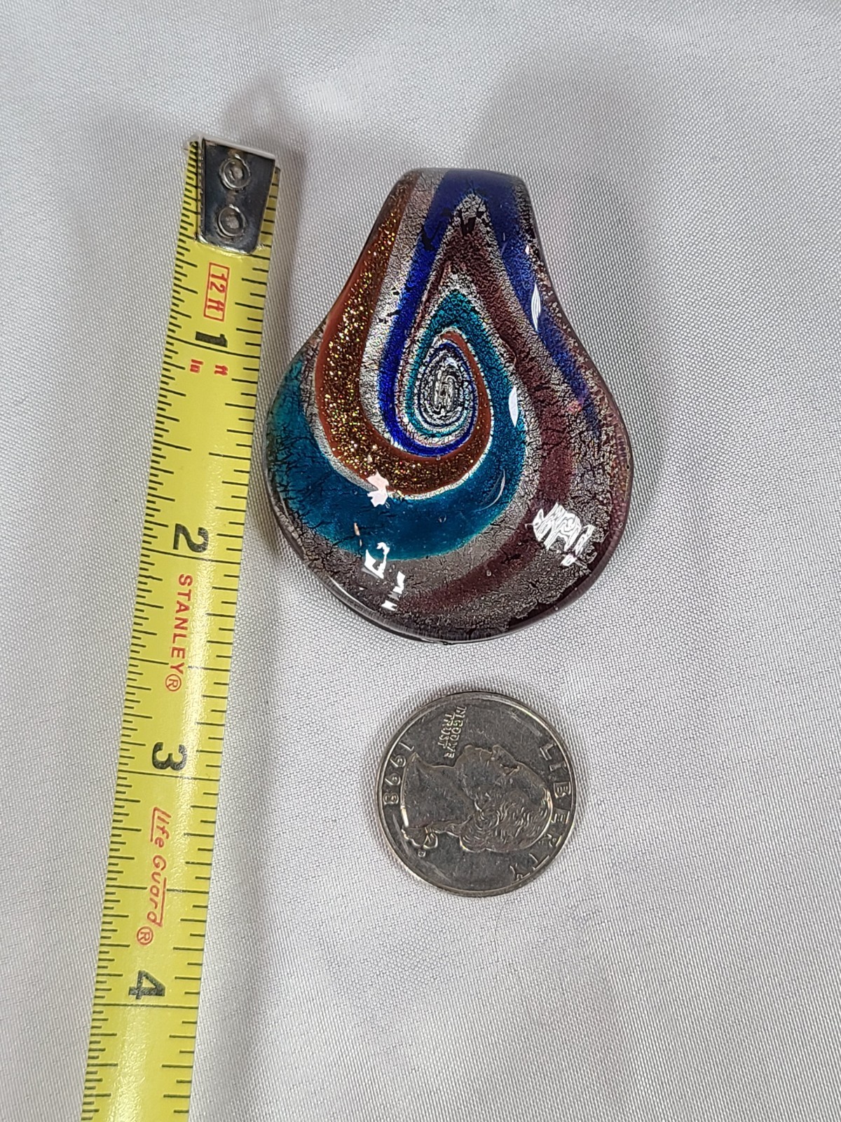 Handcrafted Leaf Glass Pendant Jewelry Making Multi Color Red & Blue