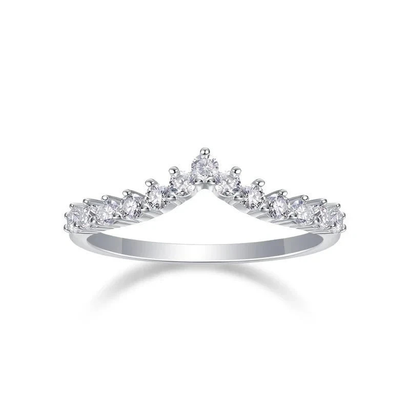 S925 Silver Moissanite Band Ring D VVS1 0.455ct GRA Cert Free Custom Gift Box