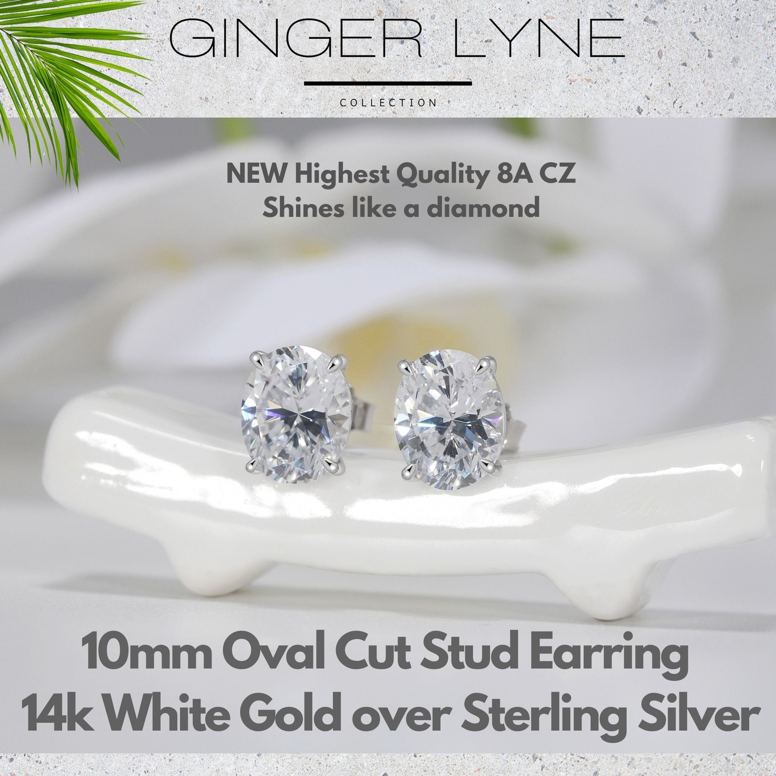 Oval Cut Stud Earrings for Women 5 Ct Simulated Diamond Sterling Silver Ginge…