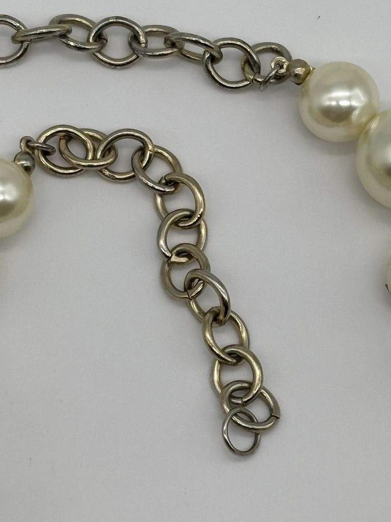 Faux Pearls Cluster Statement Collar Necklace Cream Silver-Tone Adjustable Clasp