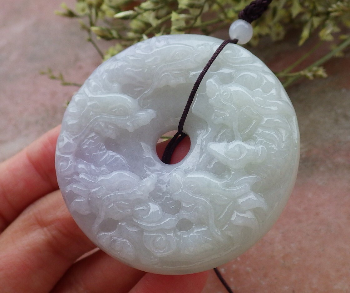 Certified Green Burma Natural A Jade jadeite pendant 9 Dragon Circle 九龙戏珠 592292