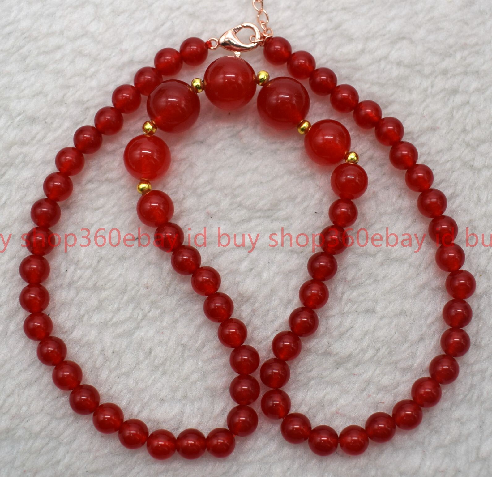 6-12mm Chinese Red Jade Jadeite Round Gemstone Beads Jewelry Necklace 18″