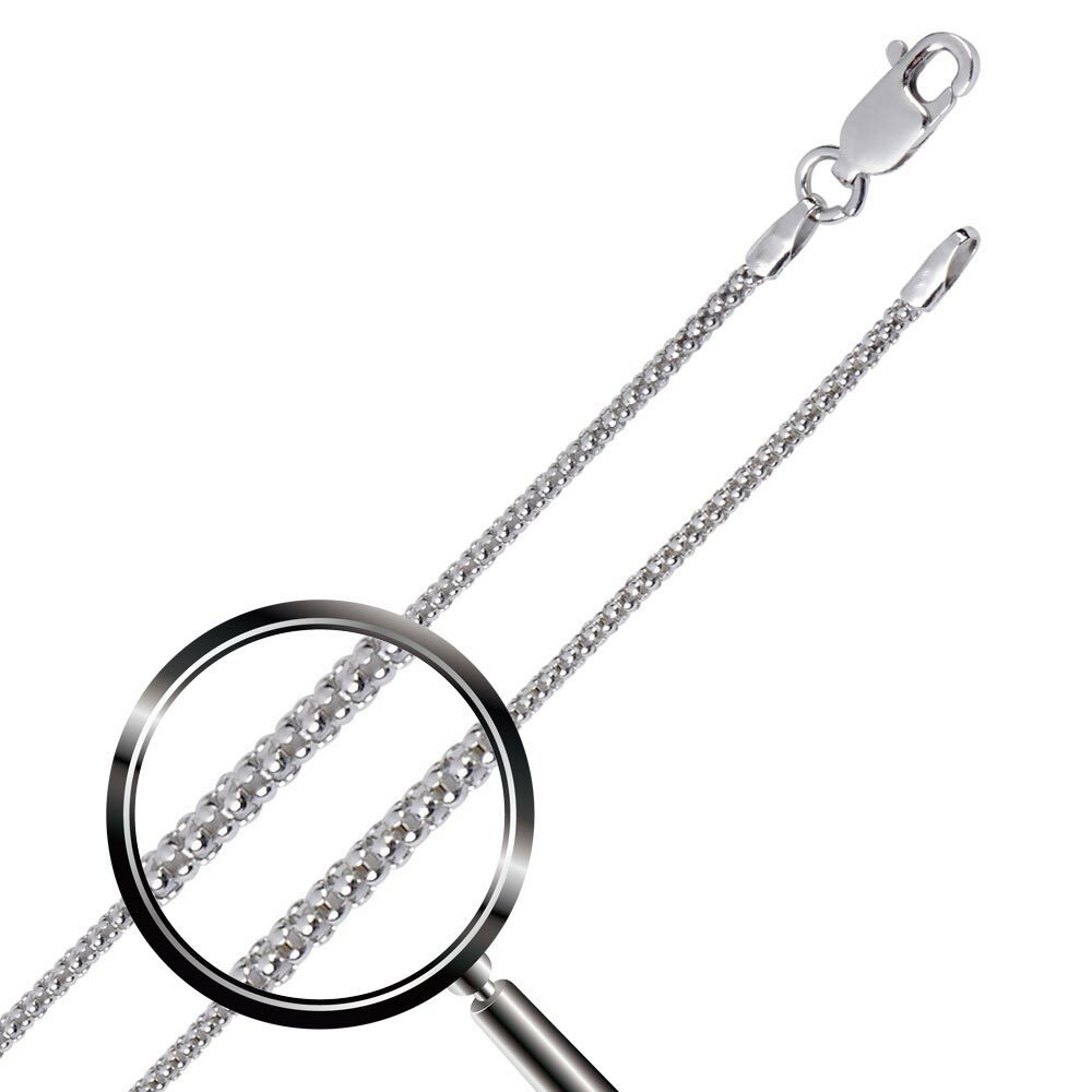 Sterling Silver Rhodium Finish 1.8mm Popcorn Chain Necklace, Made in Italy
