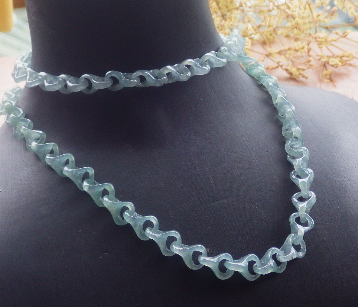 Certified Green A JADE Jadeite Beads dragons bone Necklace 27 inches 733797 VS