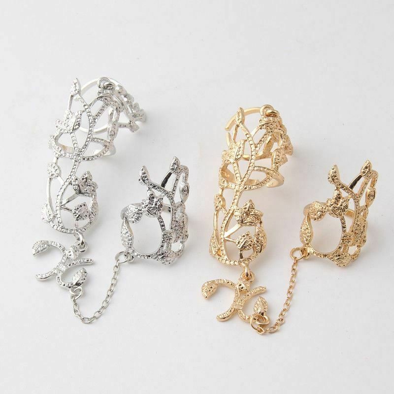 Leaf Flower Finger Ring Harness Hand Chain Party Wedding Jewellery UK