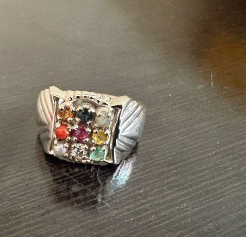 Navratna 9 Stone Gemstone 925 Sterling Silver All Size Available Unisex Ring