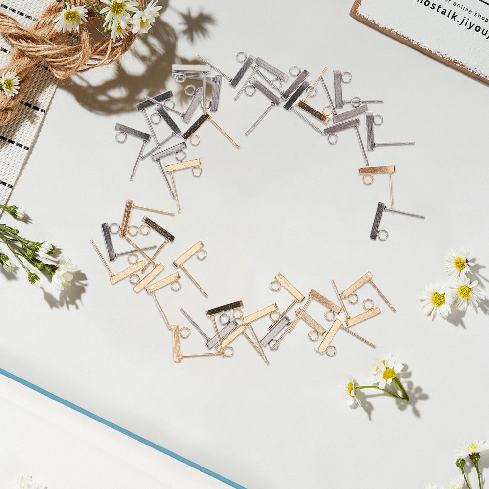 40Pcs Durable Stainless Steel T Bar Earrings Lightweight Line Studs for Decor