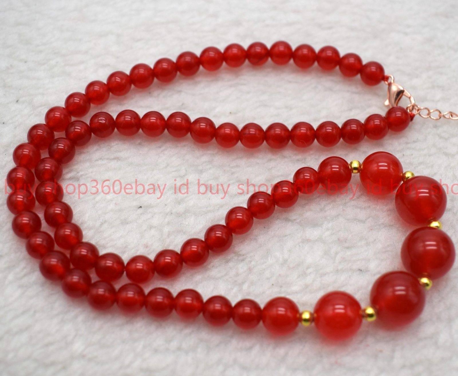 6-12mm Chinese Red Jade Jadeite Round Gemstone Beads Jewelry Necklace 18″