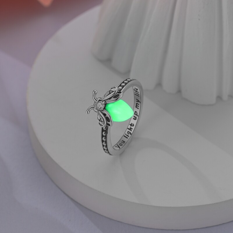 MULA Original Luminous Golden Firefly Ring CZ Women Jewelry 925 Sterling Silver