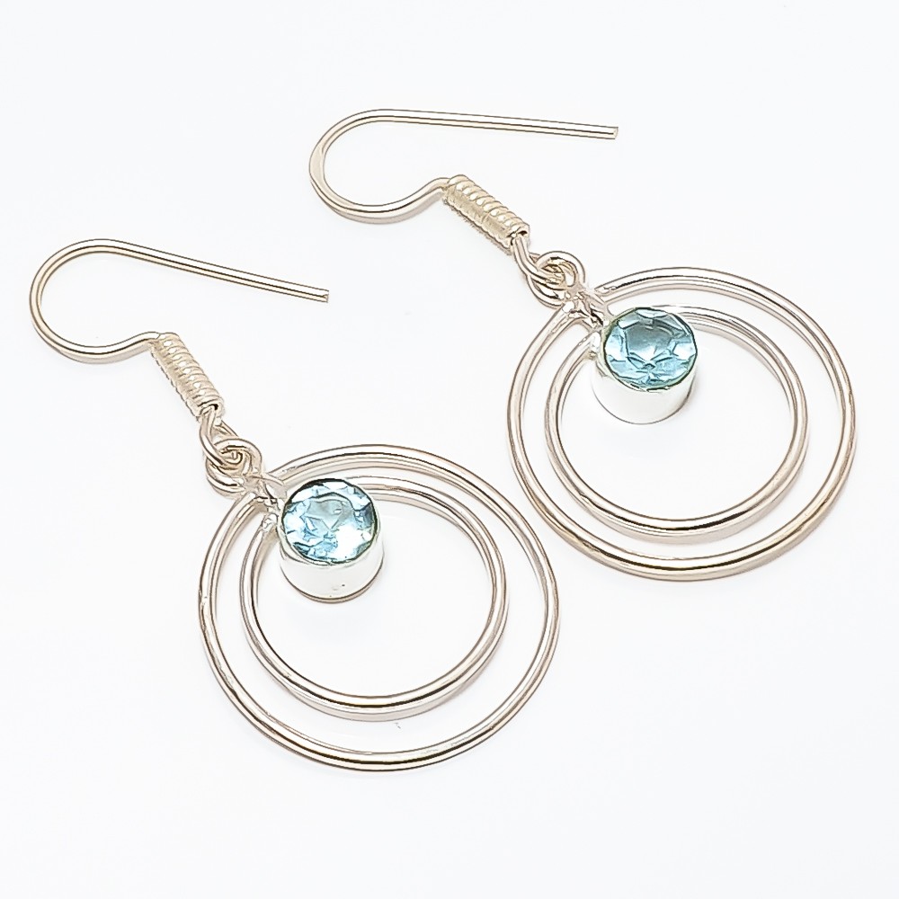 Blue Topaz Gemstone 925 Silver Plated Earring 1.76″ TE7507-90