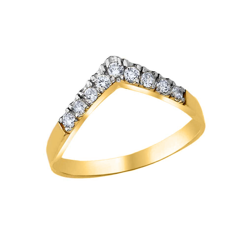 Pave Set Chevron Ring with CZ in Gold (Available in Yellow/Rose/White Gold)