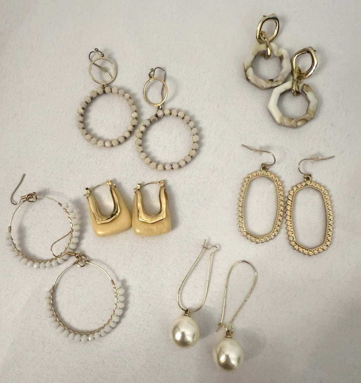 34 Pairs Gold Tone Pierced Earrings Various Styles Sizes