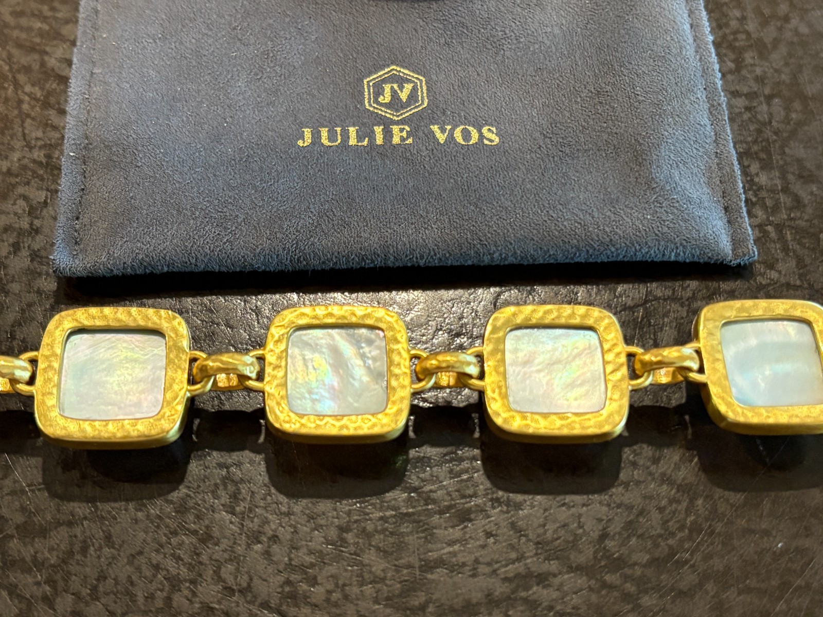 AUTHENTIC JULIE VOS CATALINA BLUE STONE BRACELET & BAG
