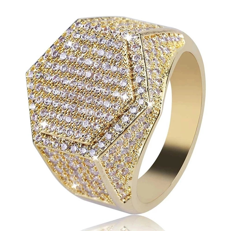 Wedding Band Ring Inlaid Crystal Invisible Setting Metal Wedding Men Jewelry