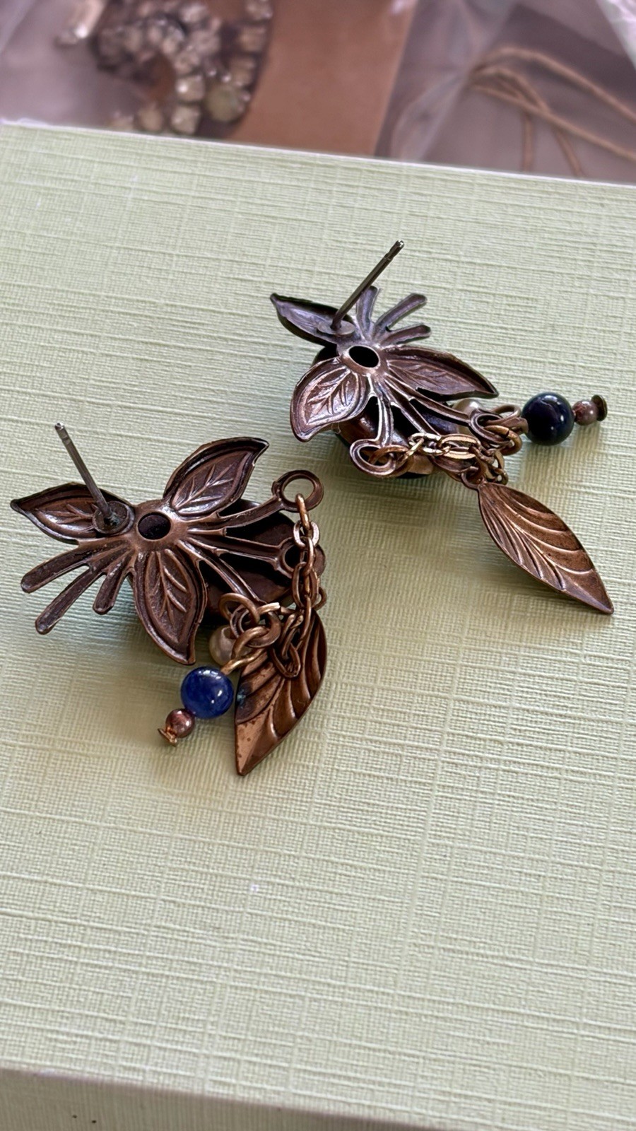 Woman’s Post Dangle Earrings Design By Jody Coyote Lapis Measures 1 3/4 Inches