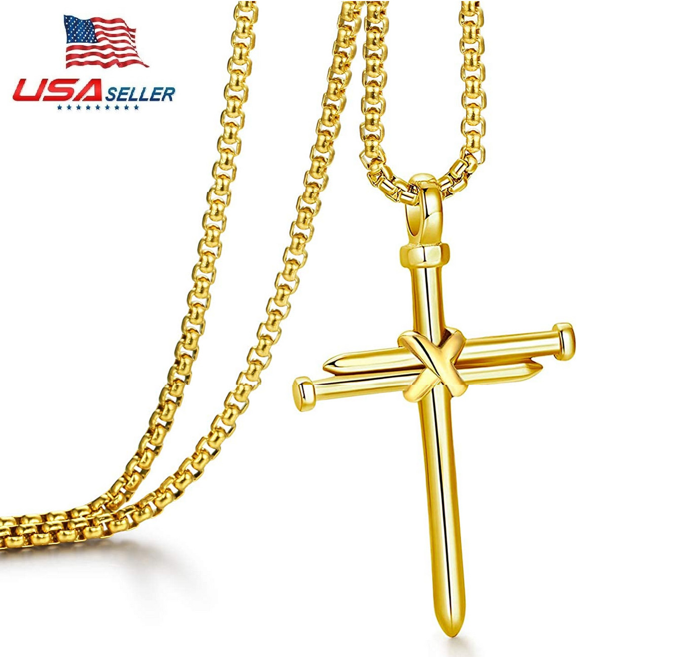 Titanium Steel Cross Pendant 3 Nails Christian Father Men’s Popular Jewelry Gift