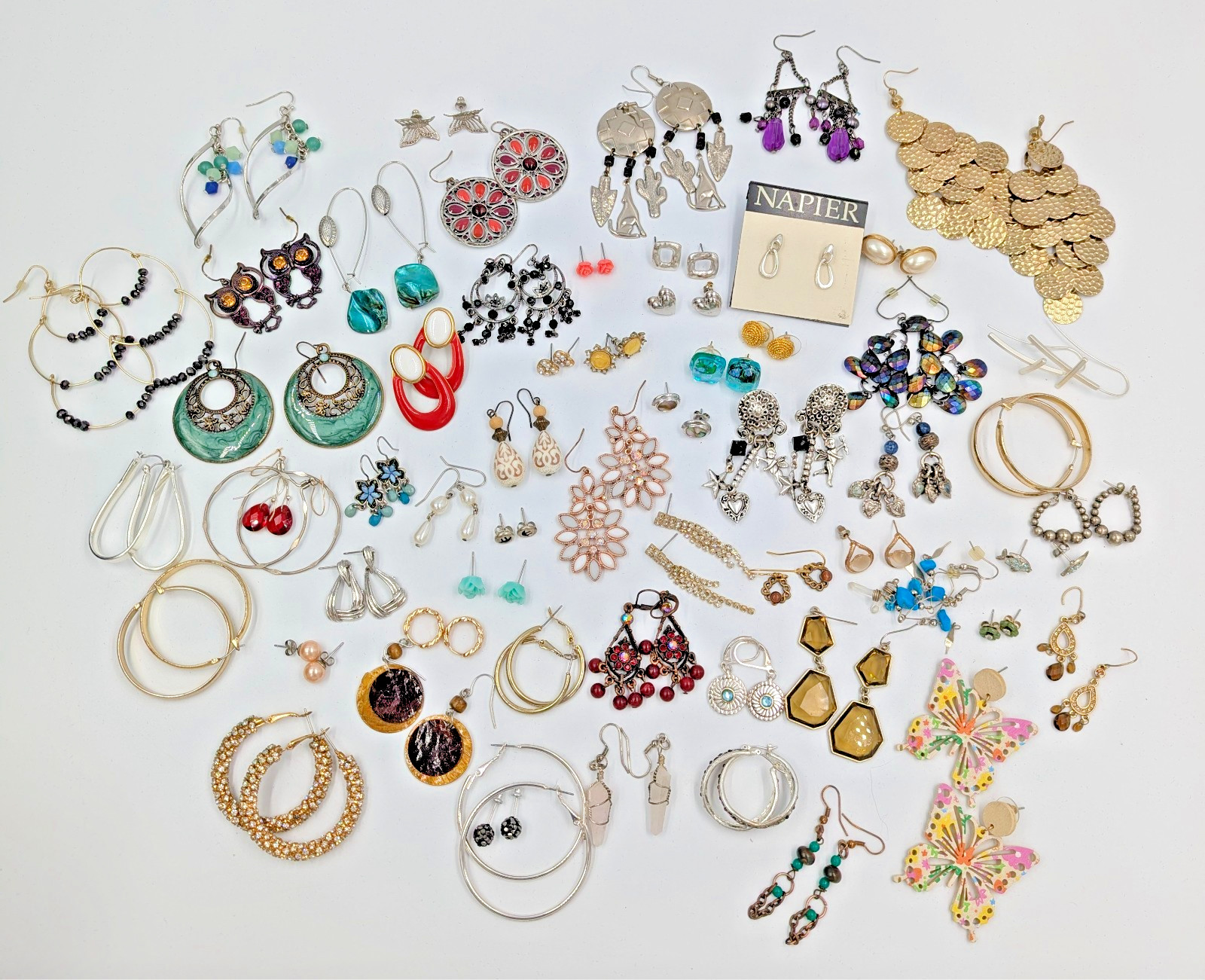 Earrings 50+ Pairs Cleaned & Ready to Wear Hoops Studs Dangle Any Occasion