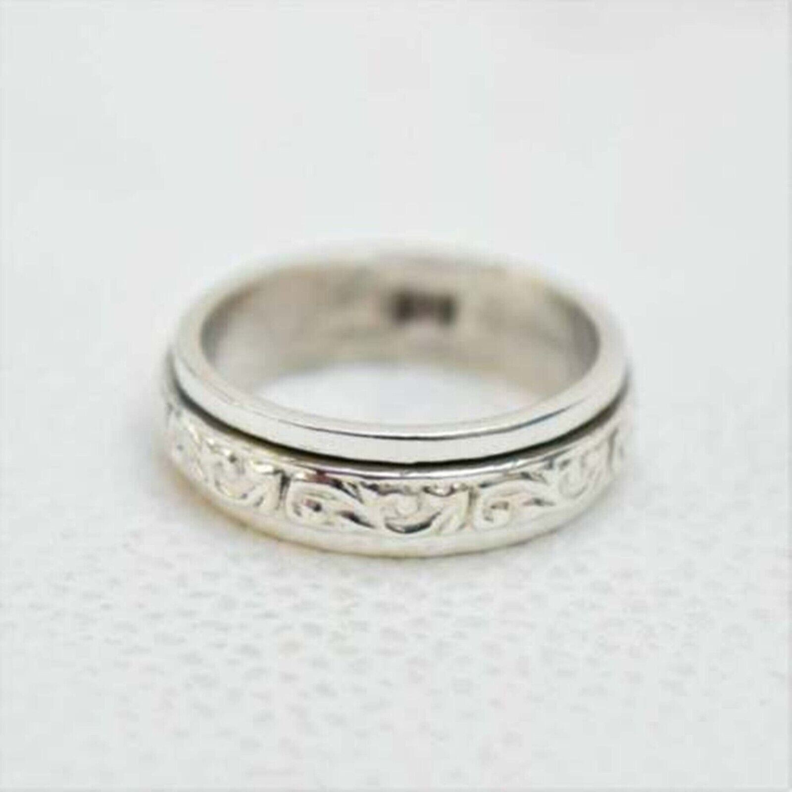 925 Silver Without Stone Women’s Gorgeous Fancy Band Ring 14K White Gold Plated