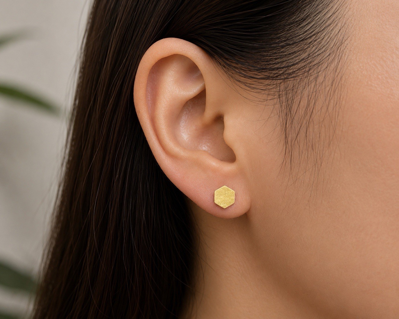 Porter Lyons Gold Hexagon Threaded Flat Back Earrings