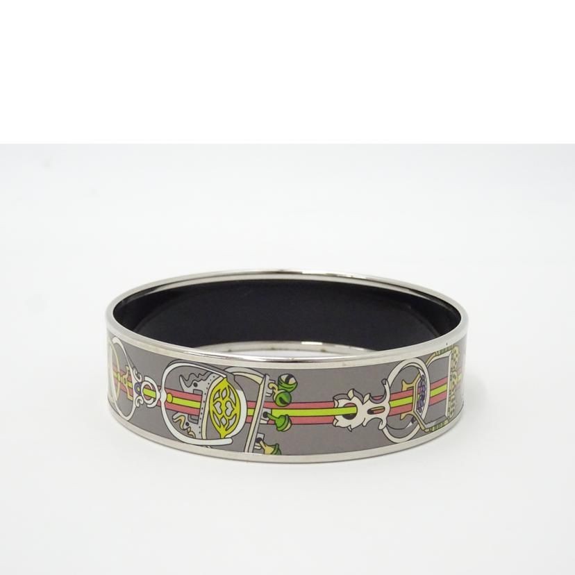HERMES Emaille GM Bangle Bracelet Gray GP 21cm Width 1.9cm Pre-owned