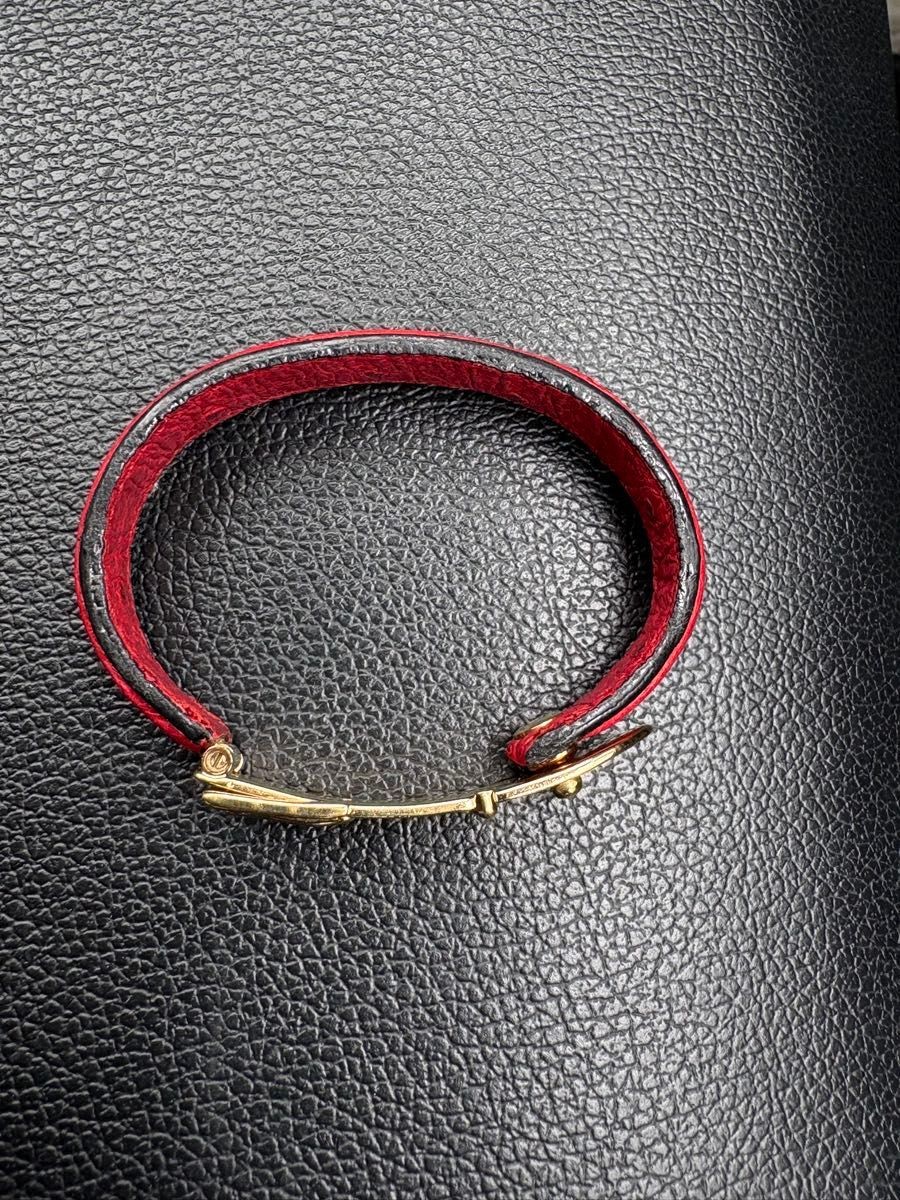 Gucci Bracelet Authentic OLD GUCCI Leather Gold Bangle 19.5cm From Japan