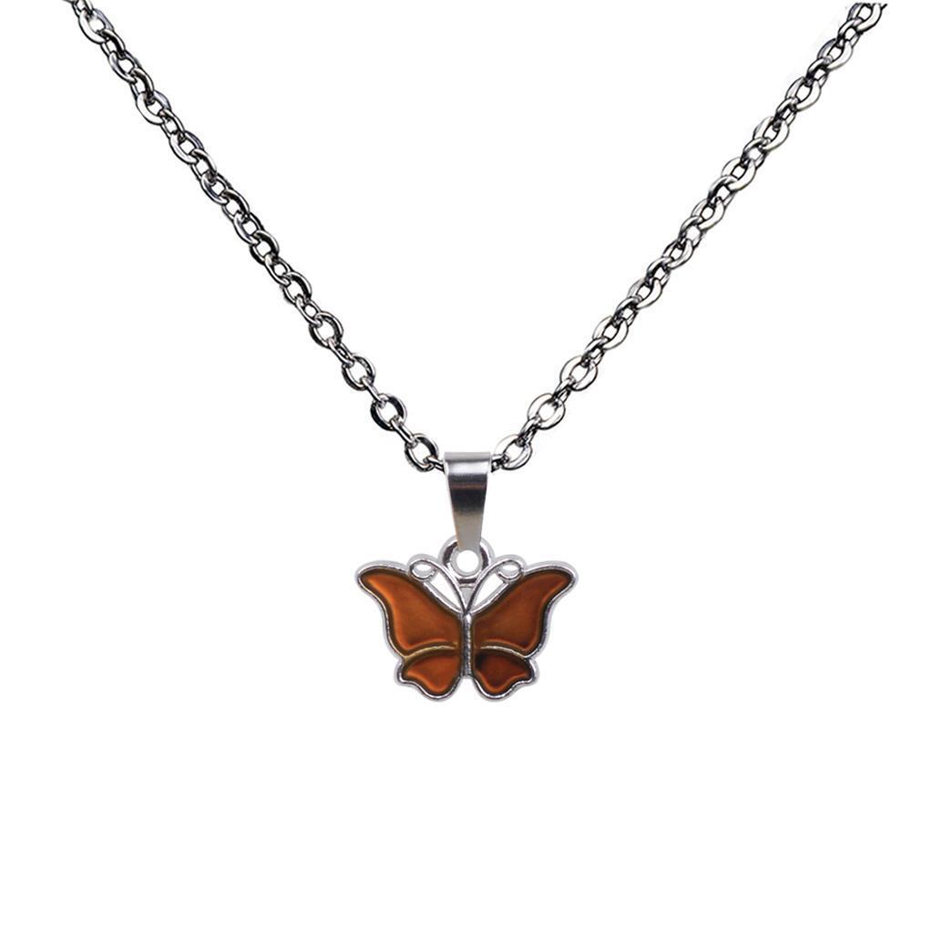Cute Butterfly Pendant Color Change Mood Stainless Steel Chain Necklace