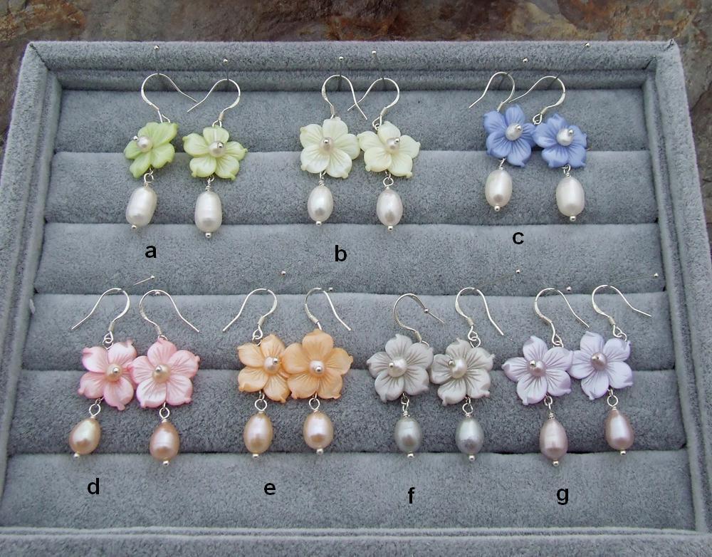 On Sale Mother Of Pearl Flower Rice Freshwater Pearl Fashion Earrings Women je