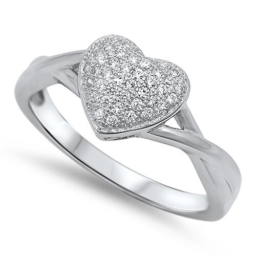 .925 Sterling Silver Infinity Heart CZ Promise Ring Available in Sizes 5 6 7 8 9