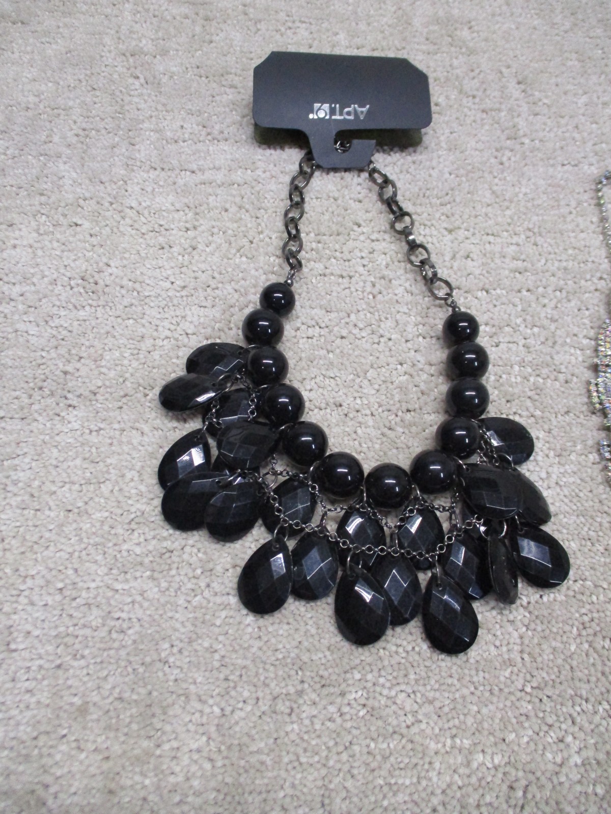 APT 9/ C RSVP Jewelry Necklace Lot Of 2 Black Stone Rhinestone NWOT
