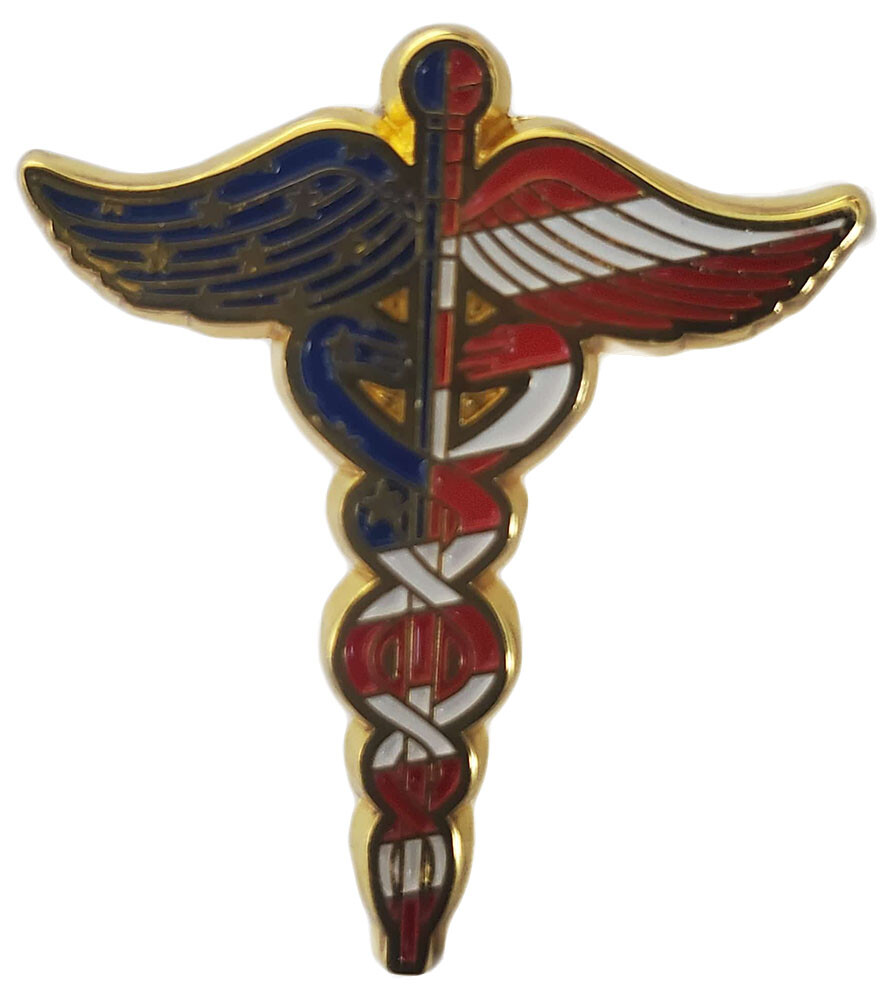 USA EMS Caduceus Medical Symbol Friendship Motorcycle Hat Cap Lapel Pin