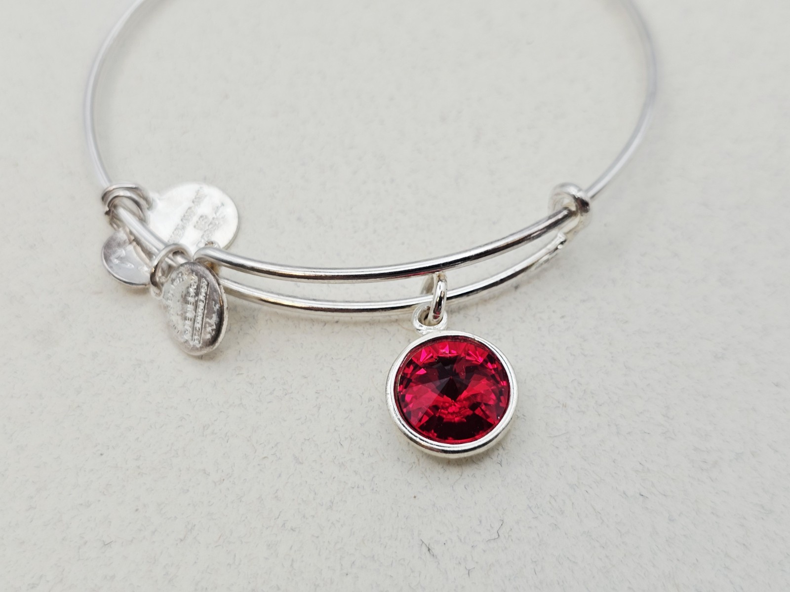 Alex & Ani July Birthstone Red Swarovski Crystal Charm Bracelet – Silver ✨
