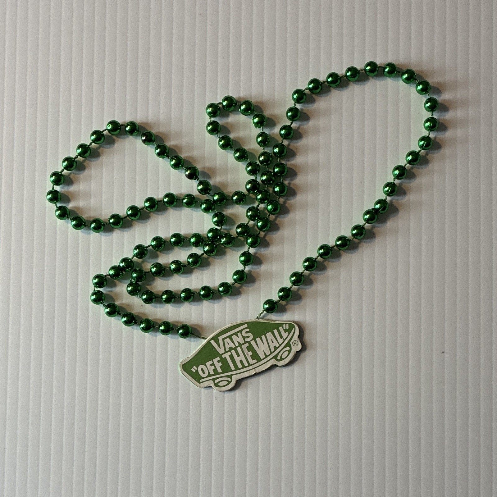 Vans Green Ball/Bead Necklace Logo Charm Pendant Asymmetrical Plastic