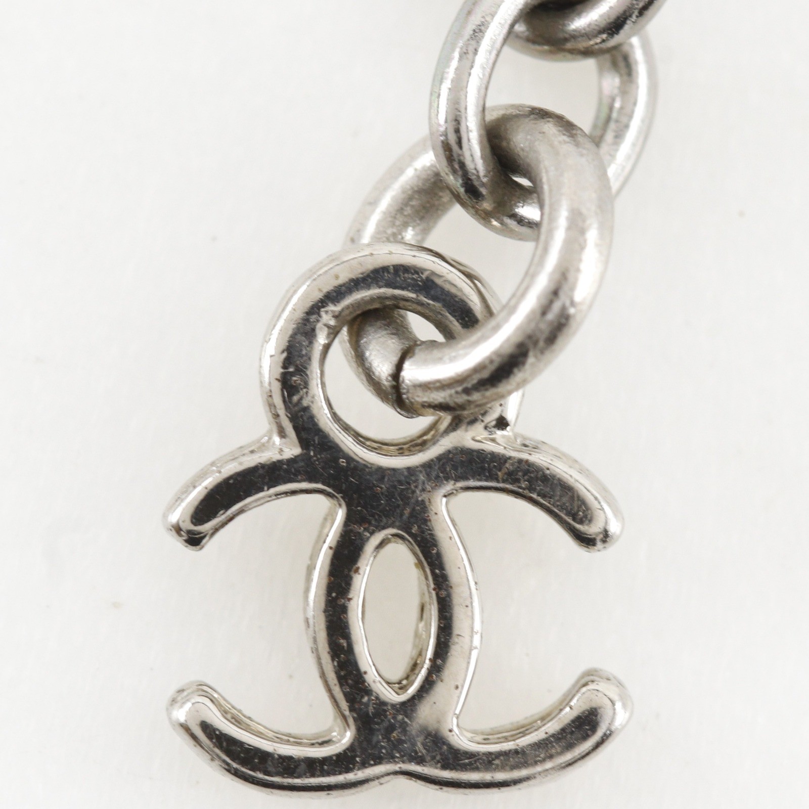 CHANEL COCO Mark ball Necklace Silver metallic/plastic 11.5g Women