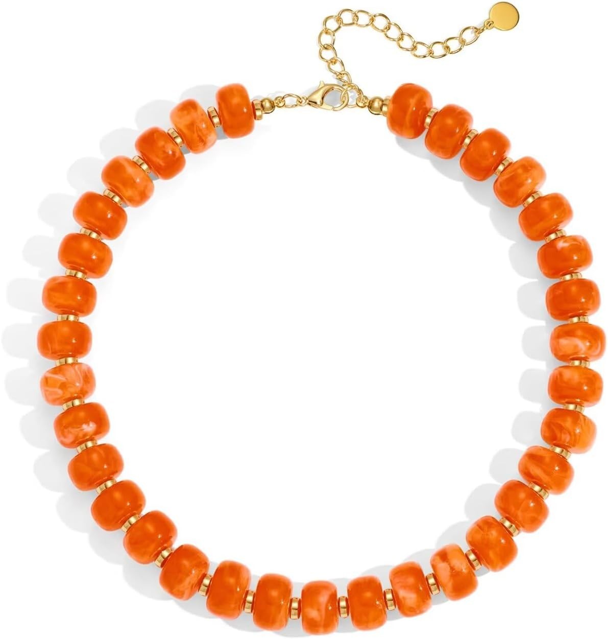 Unique Orange Chunky Bead Necklace with Extender Clasp – Chic Gift Idea