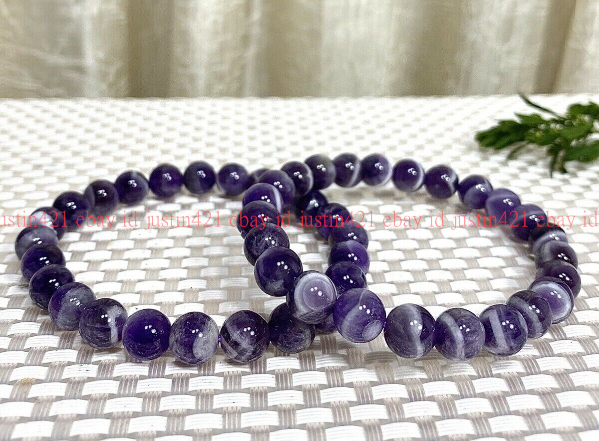 Wholesale 6 Pcs 4/6/8/10/12mm Natural Amethyst Crystal Stretch Bracelet 7.5″ AAA