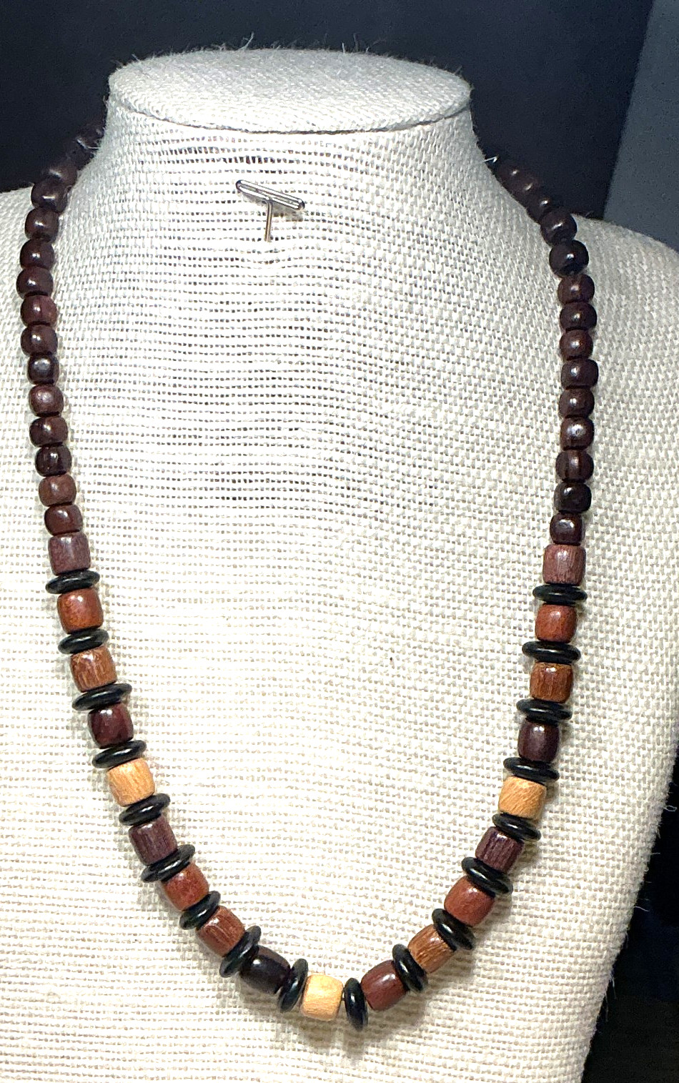 Fashion Necklace Light Dark Brown Black Wood Gold Tone Choker Lot 91A